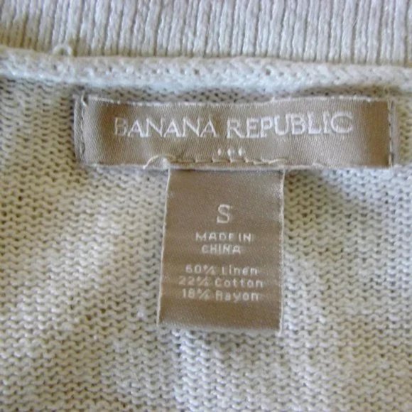 Banana Republic Linen Knit Open Front Sweater Cardigan Cream Tan Size Small - Picture 11 of 11